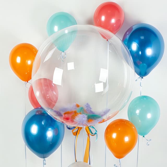 Баблс 45 см с перьями (разноцветные) Баблс 45 см с перьями (разноцветные)