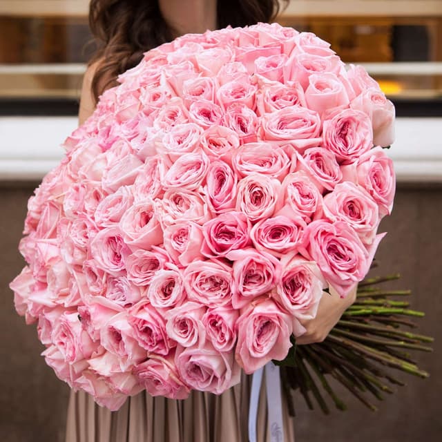 Любимый букет из 101 Пионовидной Розы pink O’Hara Любимый букет из 101 Пионовидной Розы pink O’Hara