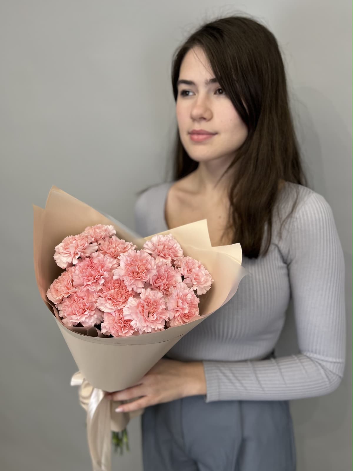 Букет из 15 розовых диантусов Революционная