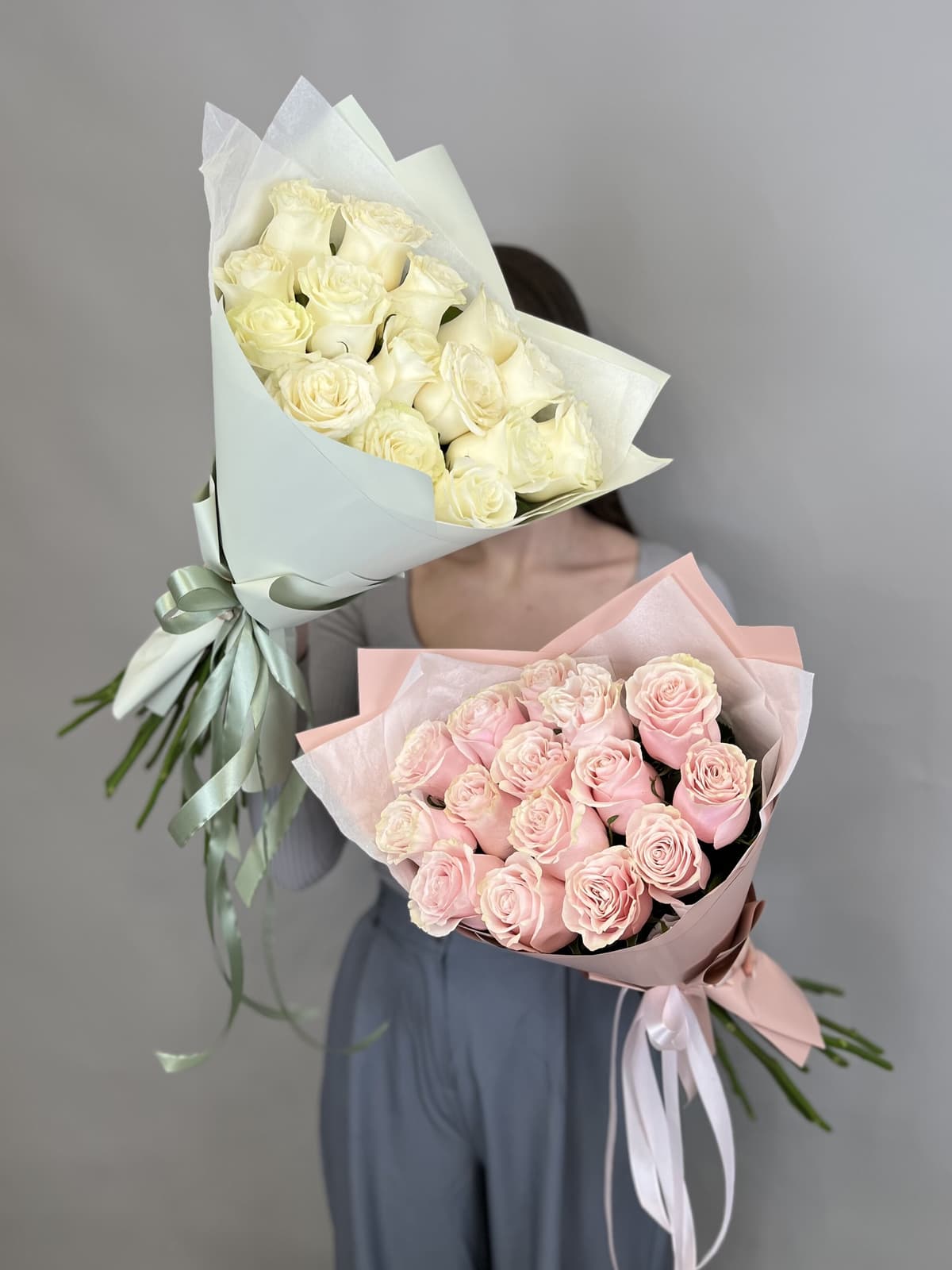 Праздничный букет из 15 розовых роз Премиум