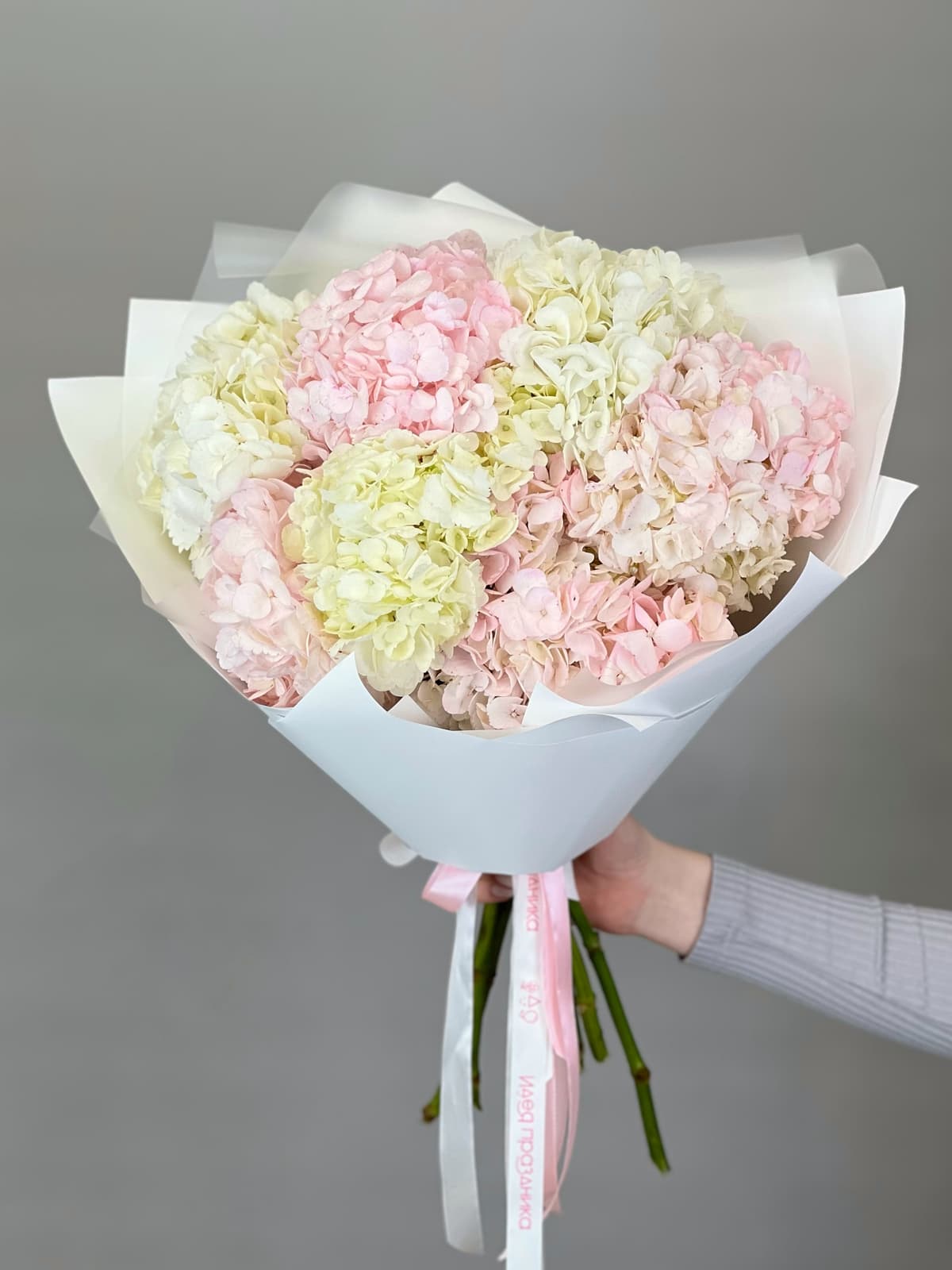 Букет из 7 гортензий "Blush"