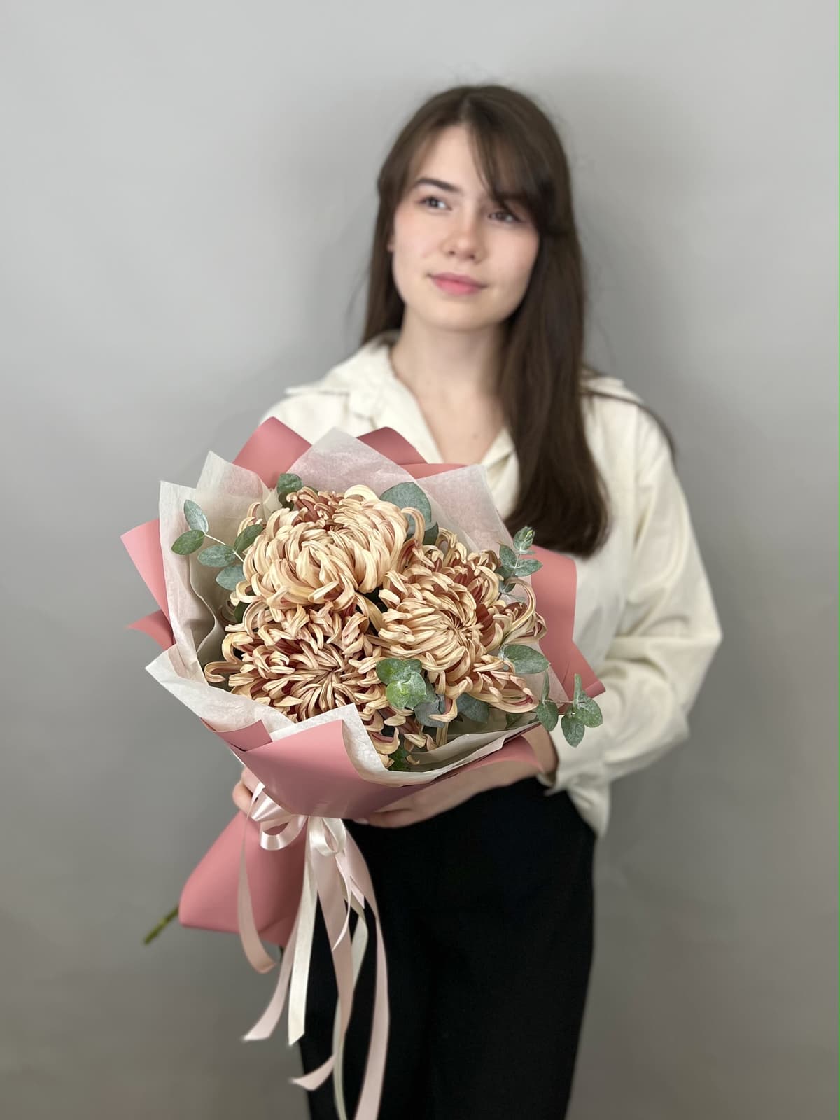 Оригинальный букет хризантем "Copper" S