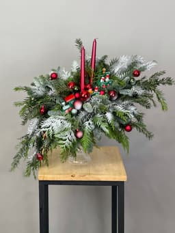 Елочная композиция на подсвечнике "Паровоз"