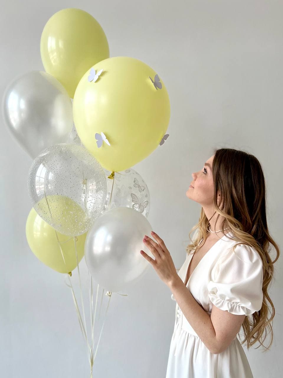 Фонтан из шаров «Нежно желтый»