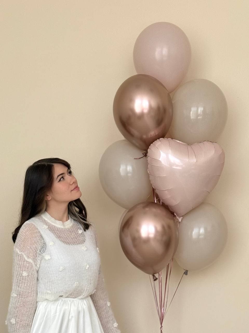 Фонтан из шаров «Пыльно розовый ретро»