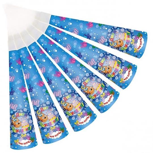 Горны Три Кота,синий 20см/6шт Горны Три Кота,синий 20см/6шт