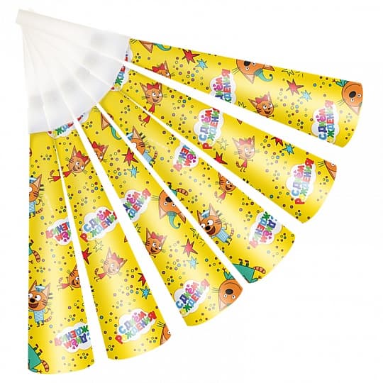 Горны Три Кота,желтый 20см/6шт Горны Три Кота,желтый 20см/6шт