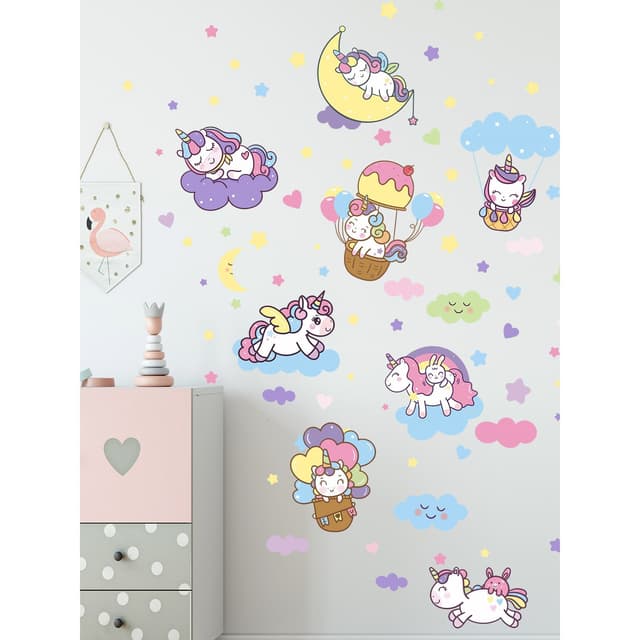 Интерьерные наклейки "Единороги" 42х125 см разноцветный Интерьерные наклейки "Единороги" 42х125 см разноцветный