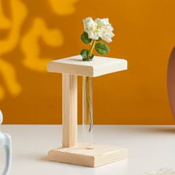 Кашпо деревянное 9×9×16,5 см с 1 колбой "Квадрат", натуральный Дарим Красиво