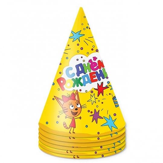 Колпаки Три Кота,желтый/6шт/