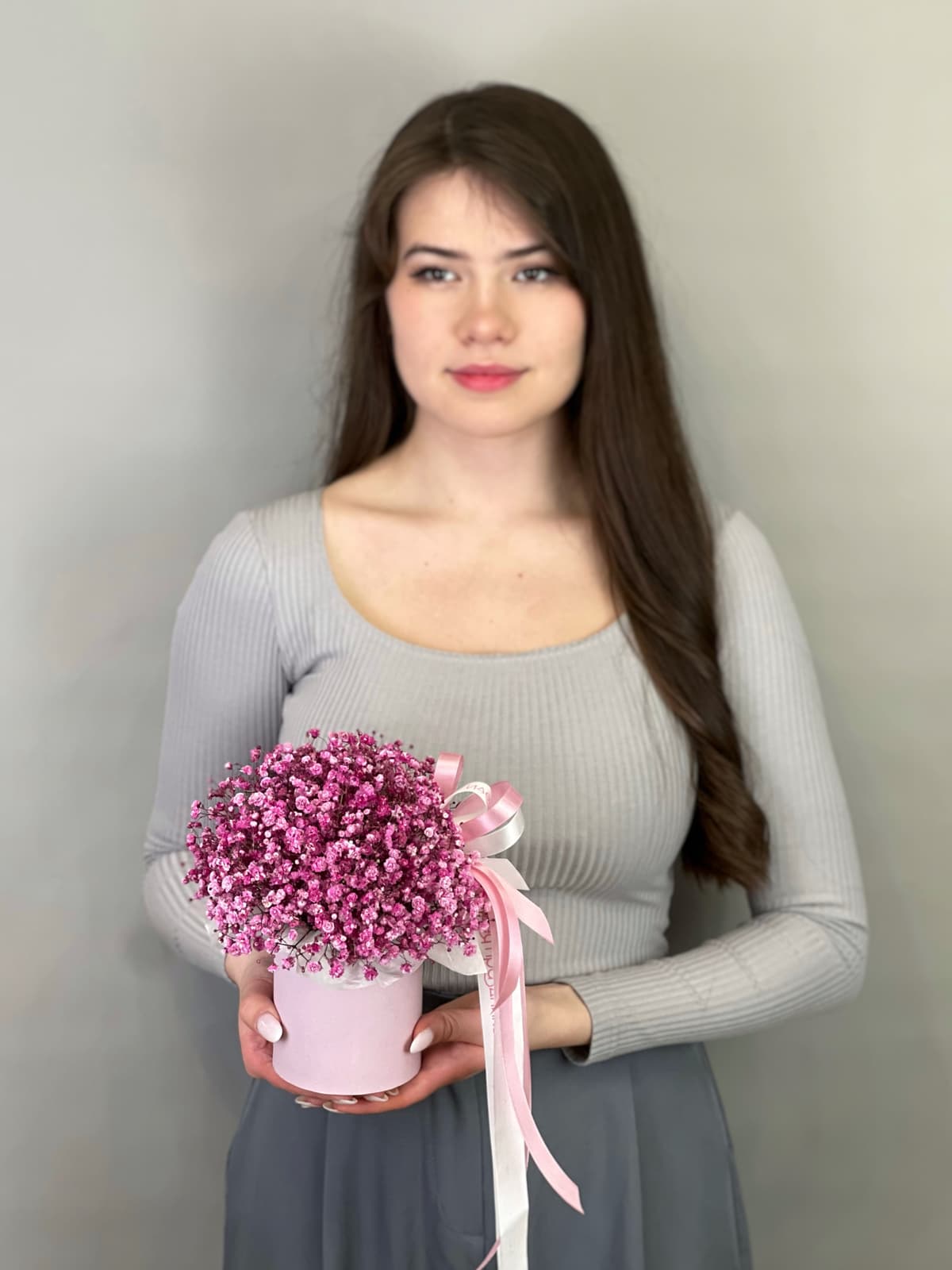 Композиция из гипсофилы в коробке "Pink" S