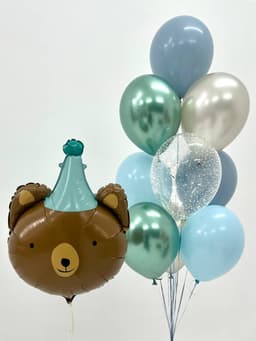 Композиция из шаров «Мишка в колпаке»