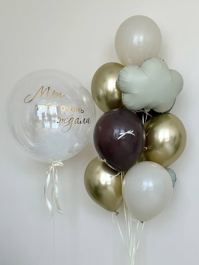 Композиция из шаров «Мы тебя ждали» Композиция из шаров «Мы тебя ждали»