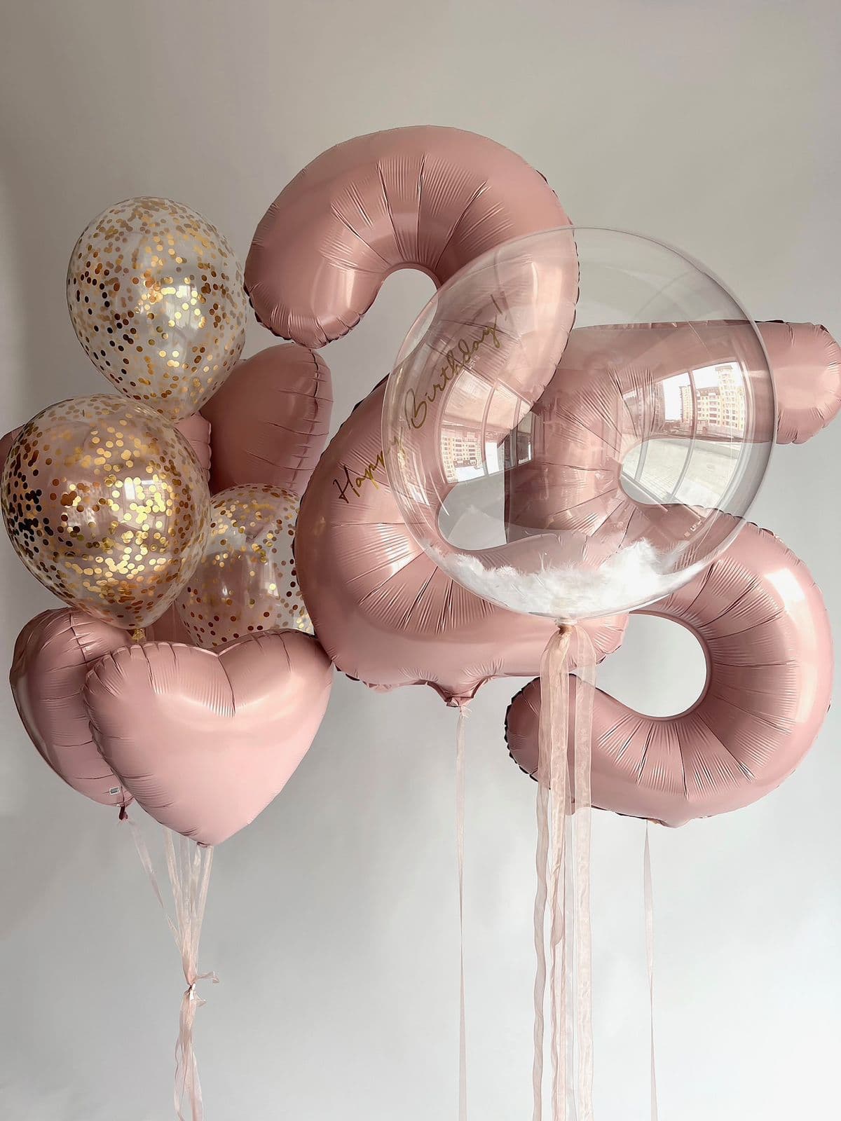 Композиция из шаров «Пудрово розовый»