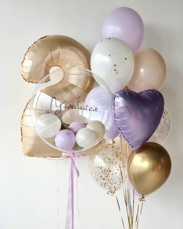 Композиция из Шаров «Лаванда и Беж» Композиция из Шаров «Лаванда и Беж»