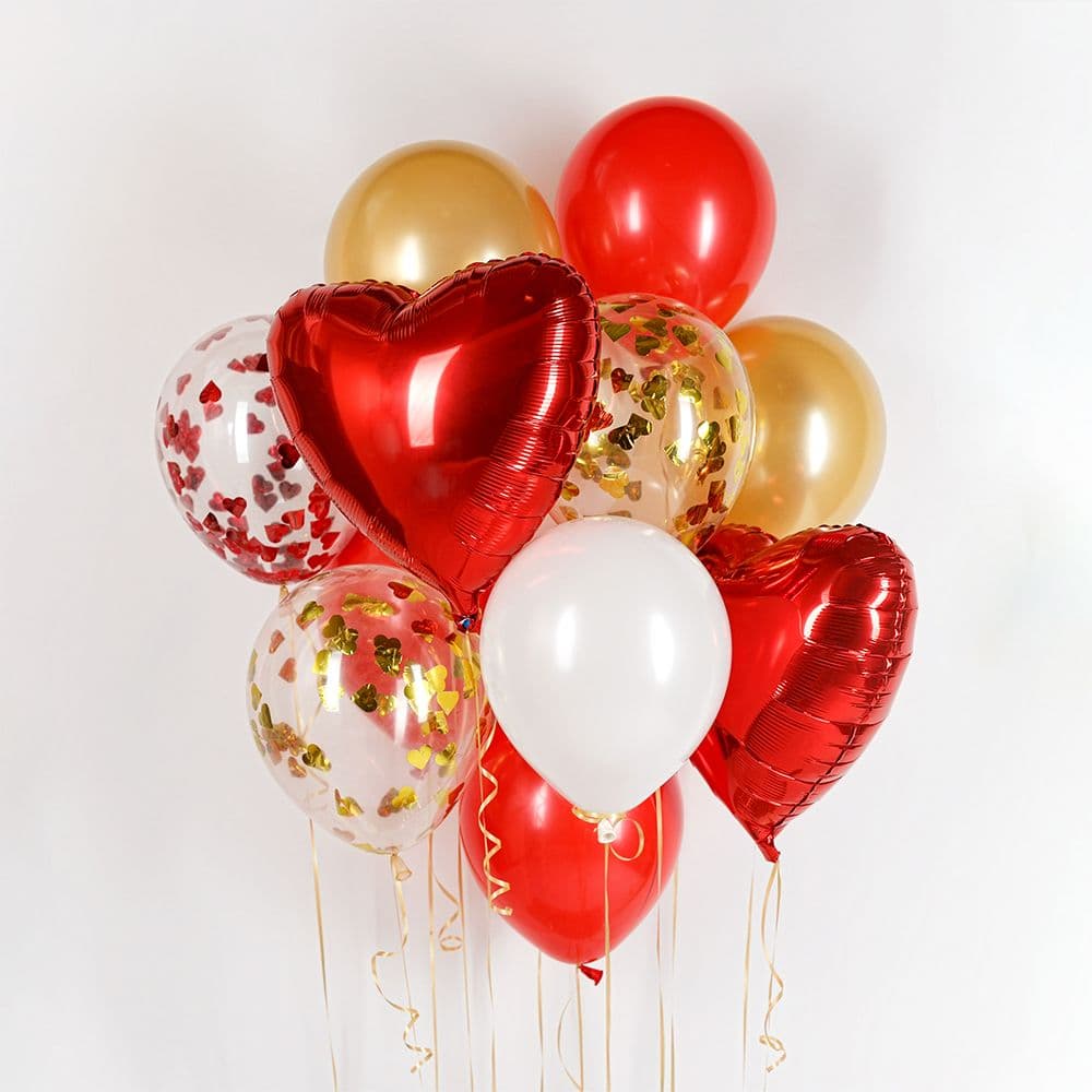 Композиция из шаров на грузах "Красно-золотой"