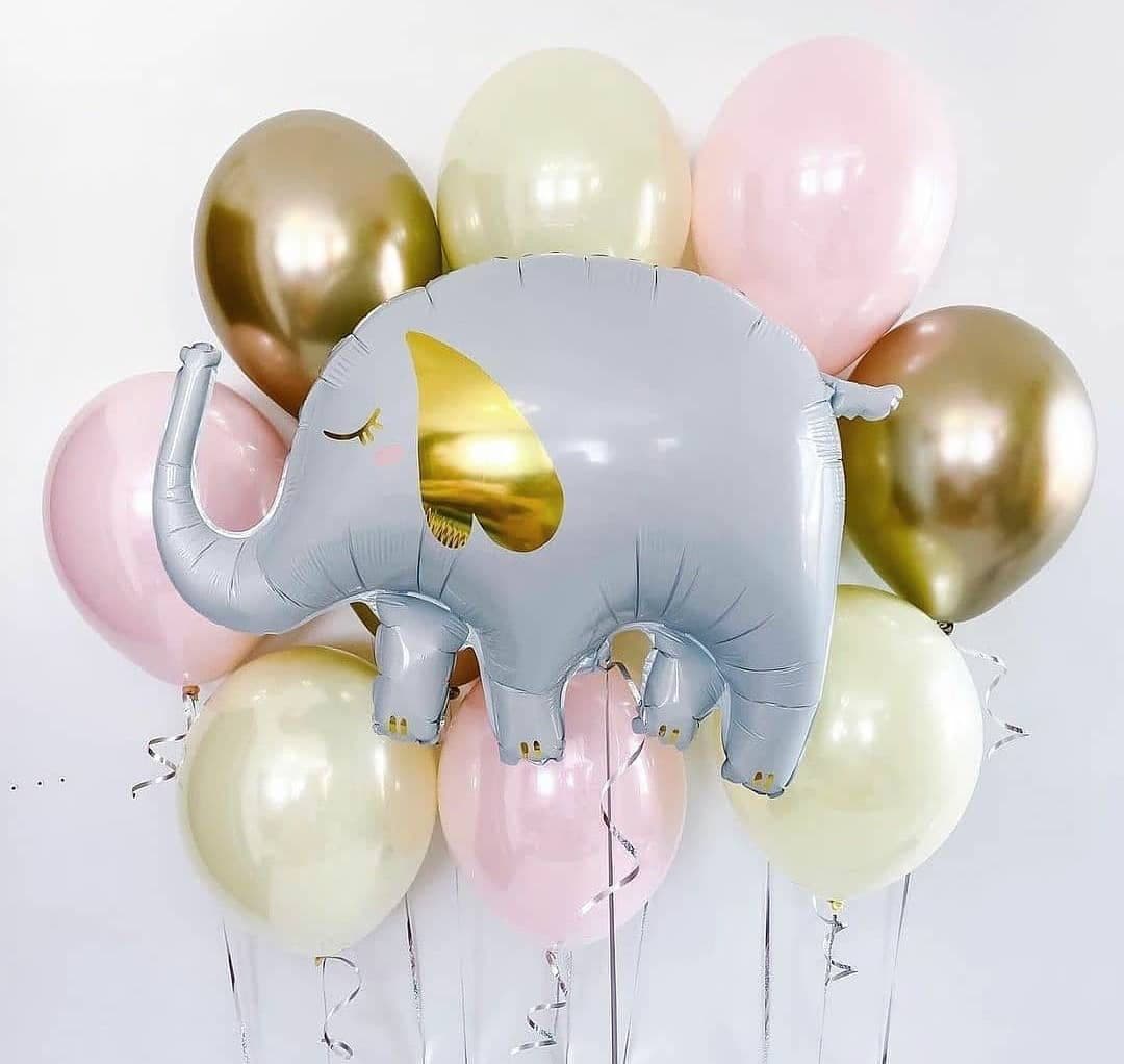 Композиция из шаров на грузах «Слоник белый»