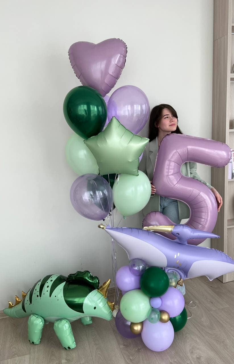 Композиция из шаров с воздухом «Дино праздник»