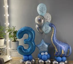 Композиция из шаров с воздухом "Дино синий"