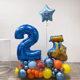 Композиция из шаров с воздухом «Желтый экскаватор»