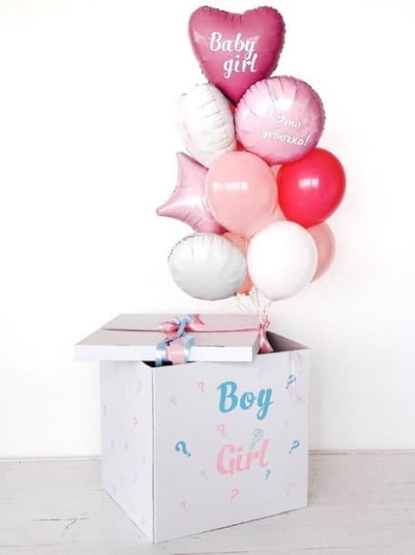 Коробка сюрприз с шарами «Это девочка» Коробка сюрприз с шарами «Это девочка»