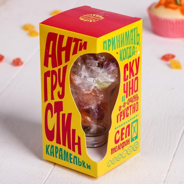 Леденцы в лампочке "Антигрустин" 50 г Леденцы в лампочке "Антигрустин" 50 г