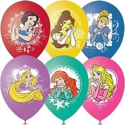 M 12"/30см Пастель+Декоратор (шелк) 1 ст. 4 цв. рис Дисней цветной Принцессы