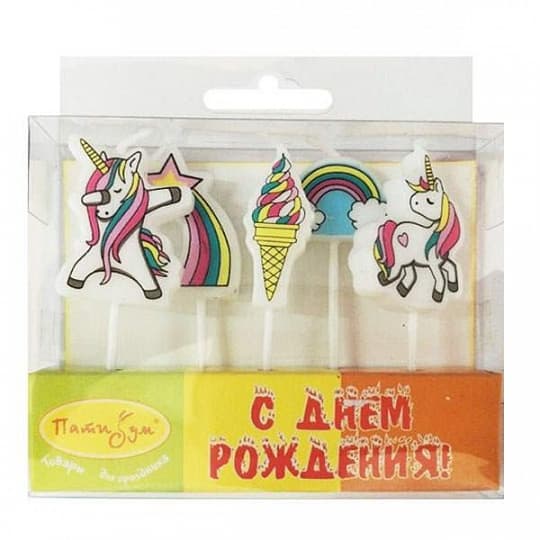 MC Свечи Единорог 5шт 3,6см