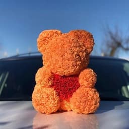 Мишка из роз оранжевый 40 см