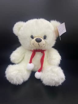 Мишка с помпошками белый 25 см