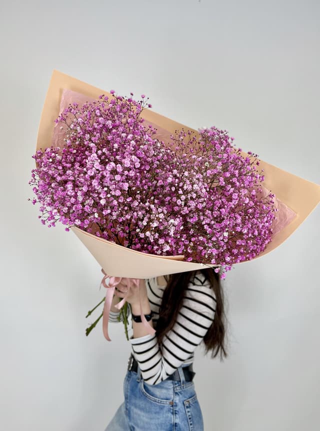 Моно букет из 9 розовых Гипсофил в фоамиране Моно букет из 9 розовых Гипсофил в фоамиране