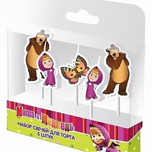 Набор свечей Маша и Медведь на палочке 5шт Набор свечей Маша и Медведь на палочке 5шт