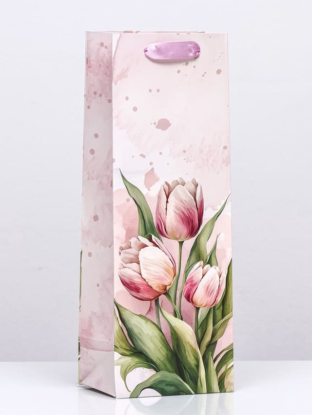 Пакет ламинированный под бутылку "Тюльпаны",13 х 36 х 10 см Пакет ламинированный под бутылку "Тюльпаны",13 х 36 х 10 см