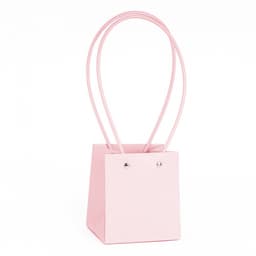 Пакет под цветы 11,5*10,5*13см Квадрат Розовый Бабл-гам с пластиковой ручкой