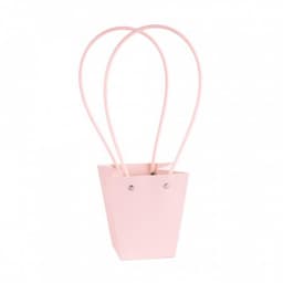 Пакет под цветы 12*12*8см Конус Бабл-гам пластиковой ручкой