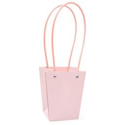 Пакет под цветы 13*9,5*15,5см Конус Пудра с пластиковой ручкой