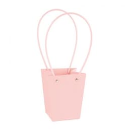 Пакет под цветы 13*9,5*15,5см Конус Розовый Бабл-гам с пластиковой ручкой