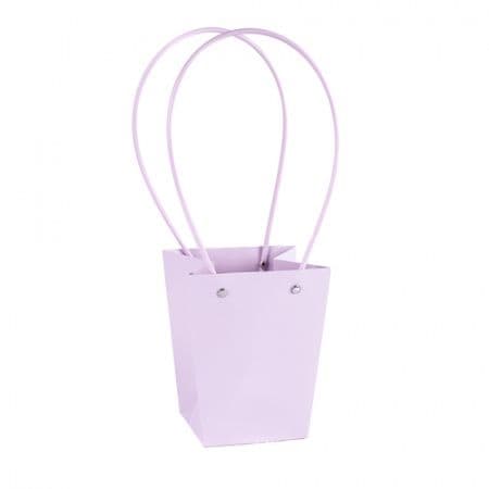 Пакет под цветы 13*9,5*15,5см Конус Светло-сиреневый с пластиковой ручкой