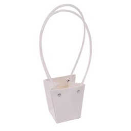 Пакет под цветы 9*6,5*10см Конус Белая с пластиковой ручкой