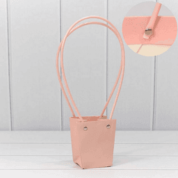 Пакет под цветы 9*6,5*10см Конус Розовый с пластиковой ручкой