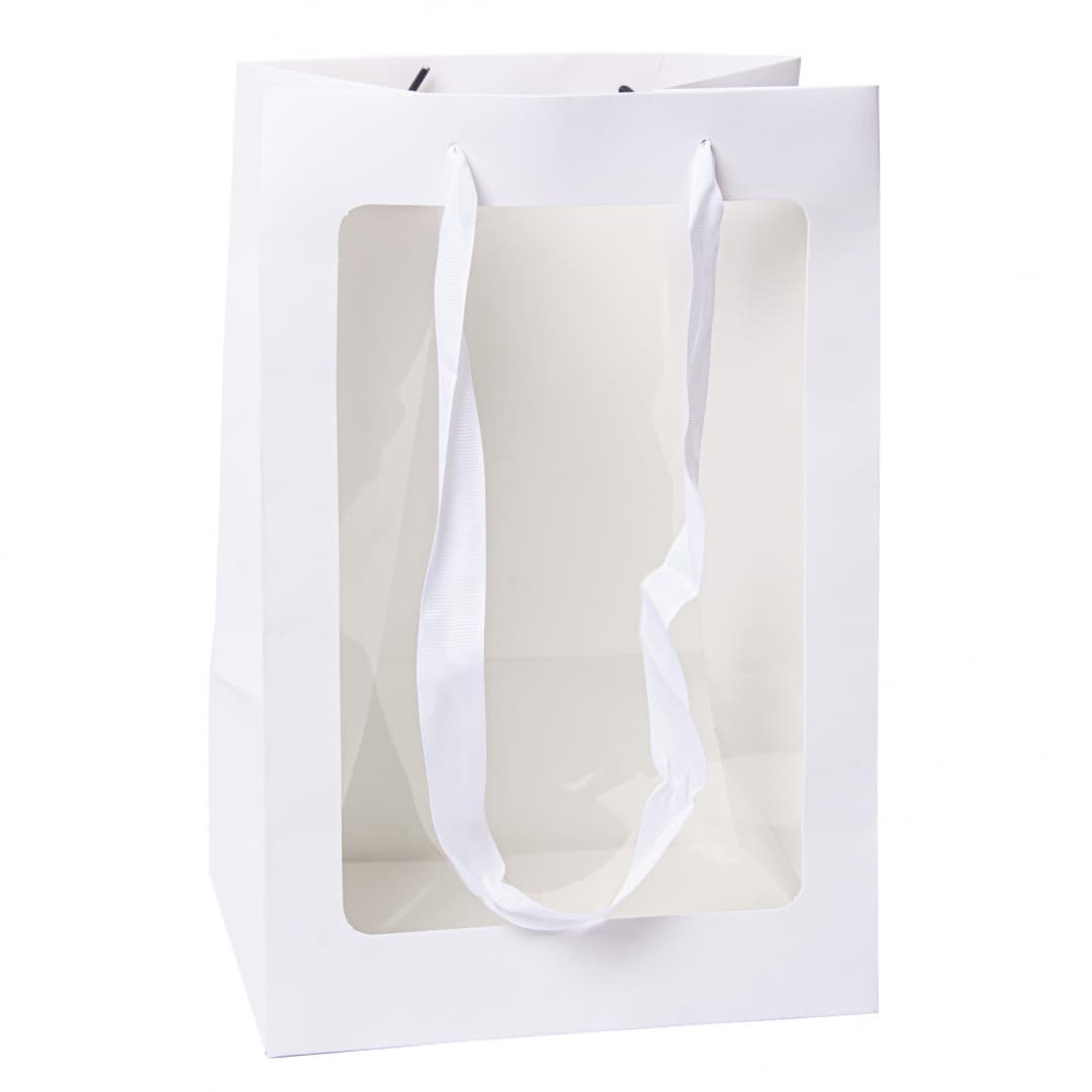 Пакет под цветы с окошком Белый 20*30*16см