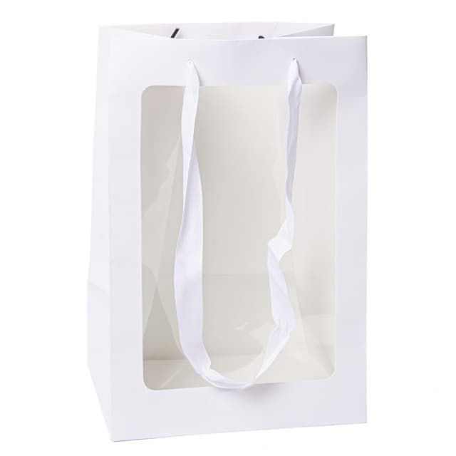 Пакет под цветы с окошком Белый 20*30*16см Пакет под цветы с окошком Белый 20*30*16см