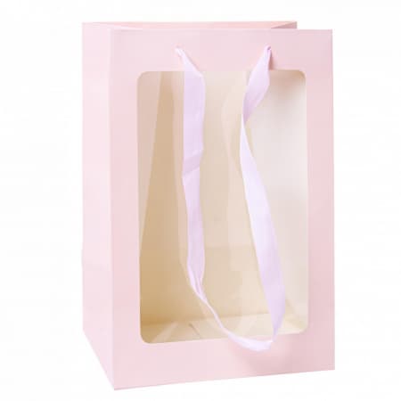 Пакет под цветы с окошком Персиковая 20*30*16см Пакет под цветы с окошком Персиковая 20*30*16см