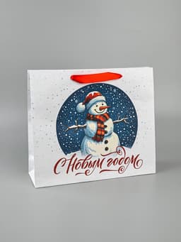 Пакет подарочный крафтовый, «С Новым годом», 30×26×9 см