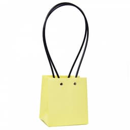 Пакет / Сумка под цветы Квадрат Кремовый с пластиковой ручкой 11.5*13*10,5см