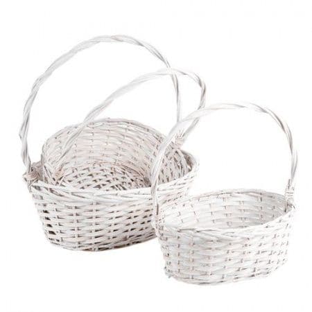 Плетеная корзина "Ива" овал белый 38*18*44 см Плетеная корзина "Ива" овал белый 38*18*44 см