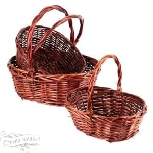 Плетеная корзина "Ива" Овал Коричневый 31*30*H12 см Плетеная корзина "Ива" Овал Коричневый 31*30*H12 см