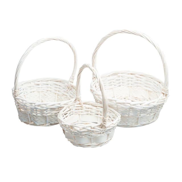 Плетеная корзина с ручкой Ива, белая 18*18*22 см Плетеная корзина с ручкой Ива, белая 18*18*22 см