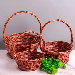 Плетеная корзина с ручкой Ива, коричневая 30*31*12 см