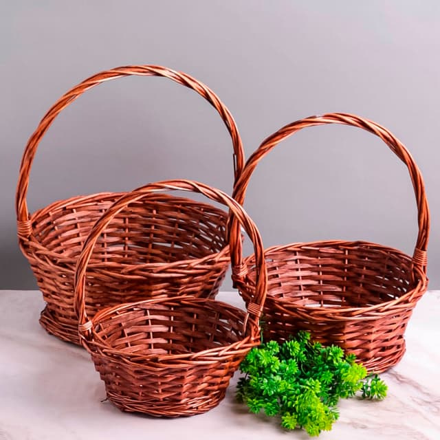 Плетеная корзина с ручкой Ива, коричневая 30*31*12 см Плетеная корзина с ручкой Ива, коричневая 30*31*12 см